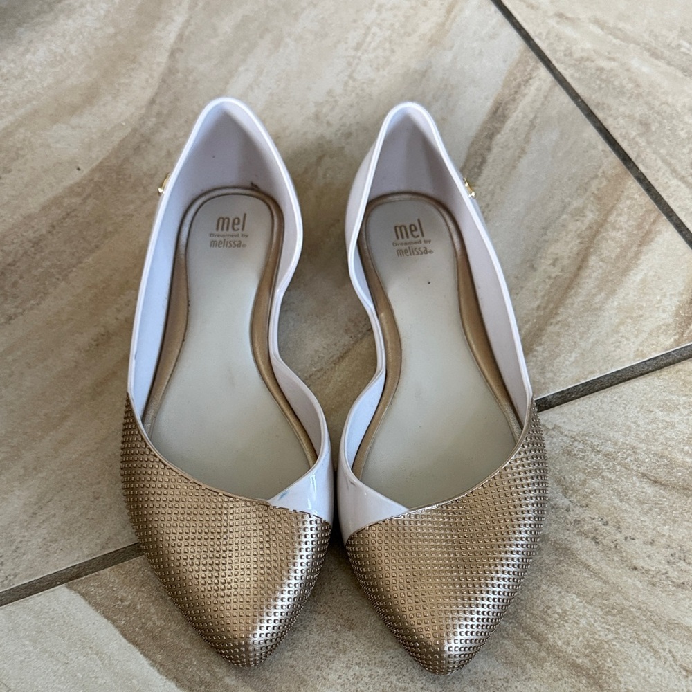 Melissa Women's Gold and White Loafers